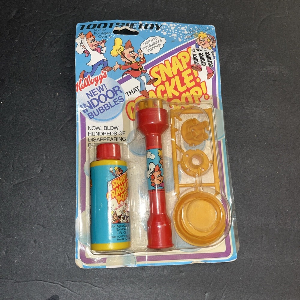 NIB Vintage Kellogg Tootsie Toy Bubble Wand Bubbles Snap Crackle Pop 1985
